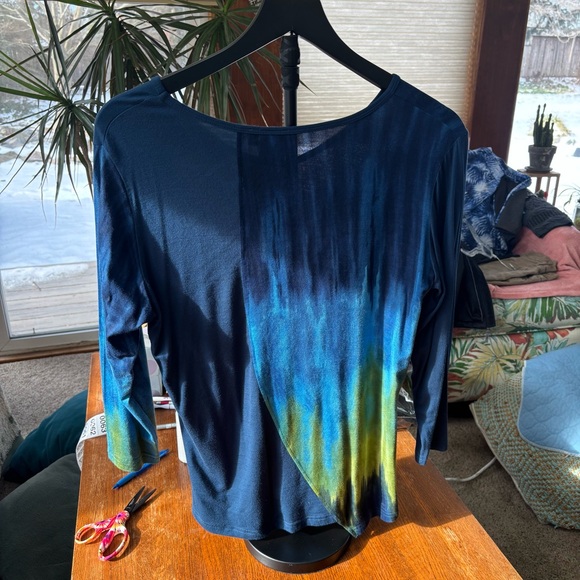 Parsley & Sage Tunic V-Neck Top Blue and Green Women M 3/4 Sleeve Soft - Picture 8 of 11